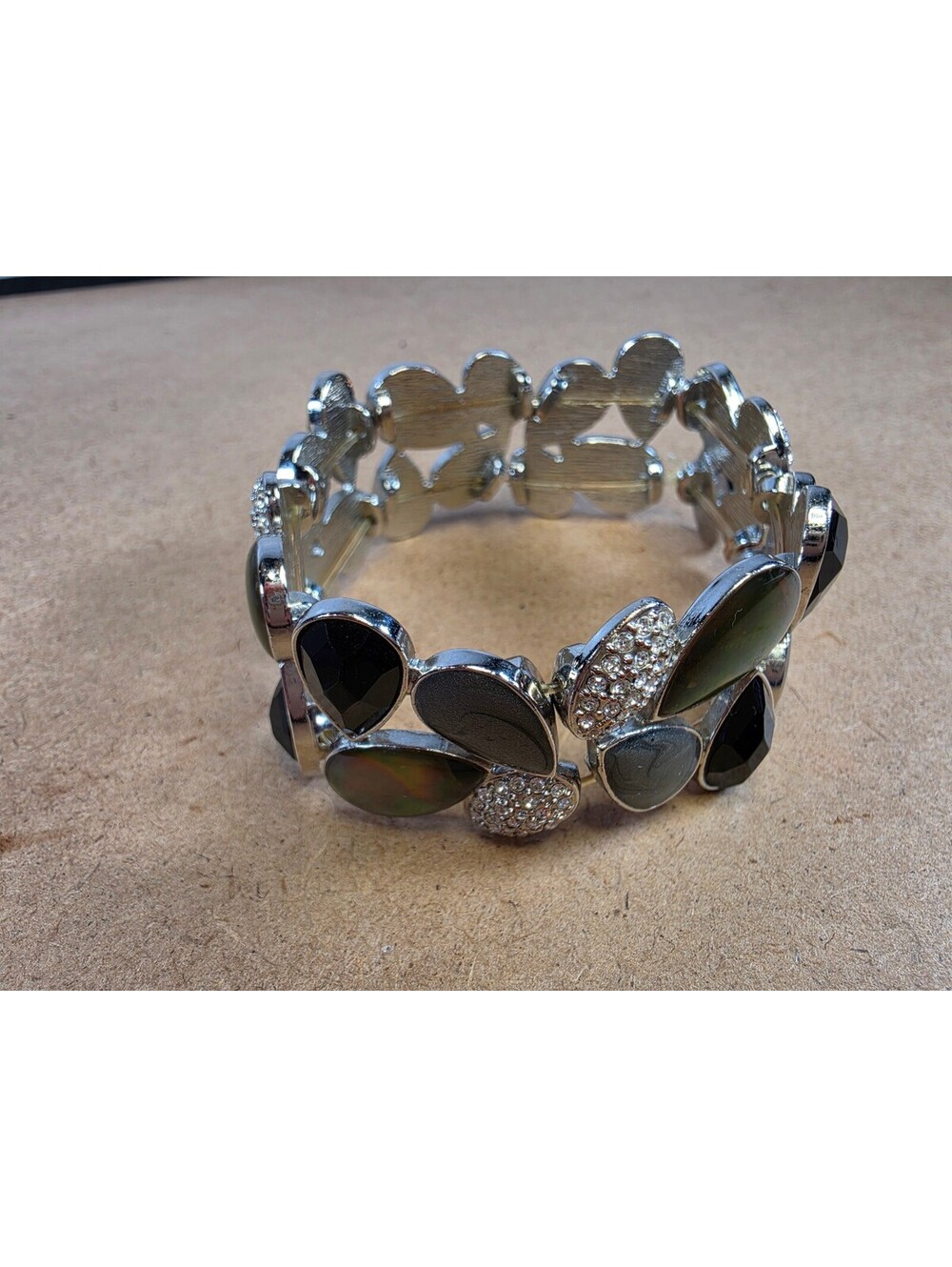 Lia Sophia Green Black Rhinestone Statement Bracelet